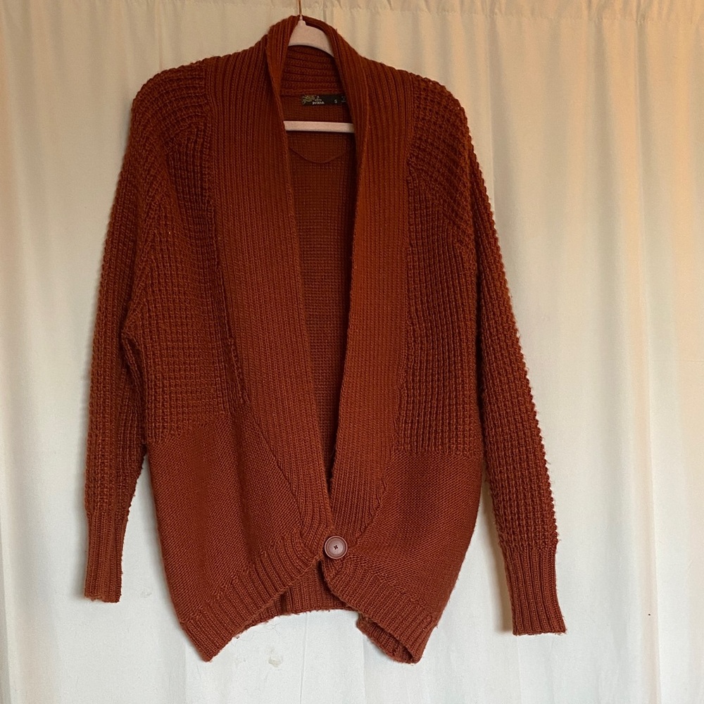 Peana Women's Brick Red Cardigan Sweater alpaca polyester wool alpaca